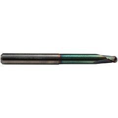 Emuge - 16mm Diam, 12mm LOC, 2 Flute Solid Carbide Ball End Mill - CrN Finish, Single End, 140mm OAL, 16mm Shank Diam, Ball Flute - Exact Tool & Supply