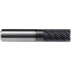 Emuge - 20mm Diam, 38mm LOC, 20 Flute Solid Carbide Roughing & Finishing End Mill - TiAlN Finish, 104mm OAL, 20mm Shank Diam, Cylindrical Shank, 40° Helix, Long Length - Exact Tool & Supply