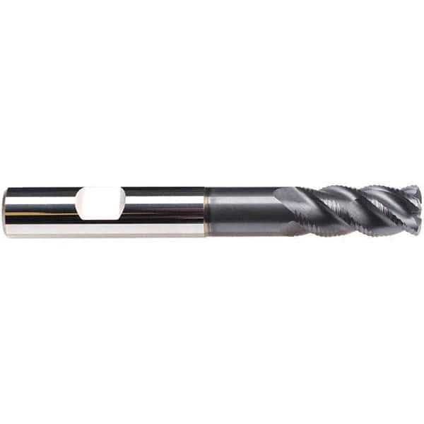 Emuge - 16mm Diam, 32mm LOC, 4 Flute Solid Carbide Roughing & Finishing End Mill - TiAlN Finish, 108mm OAL, 16mm Shank Diam, Weldon Shank, 45° Helix, Extra Long Length - Exact Tool & Supply