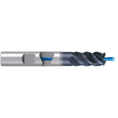 Emuge - 6mm Diam, 13mm LOC, 4 Flute Solid Carbide Roughing & Finishing End Mill - TiAlN Finish, 57mm OAL, 6mm Shank Diam, Weldon Shank, 45° Helix, Long Length - Exact Tool & Supply