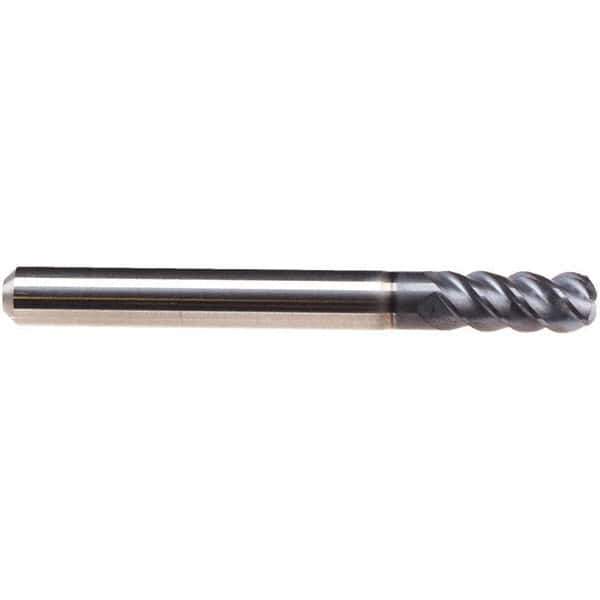 Emuge - 5mm Diam, 32mm LOC, 4 Flute Solid Carbide Roughing & Finishing End Mill - TiAlN Finish, 92mm OAL, 16mm Shank Diam, Cylindrical Shank, 50° Helix, Long Length - Exact Tool & Supply