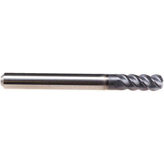 Emuge - 5mm Diam, 32mm LOC, 4 Flute Solid Carbide Roughing & Finishing End Mill - TiAlN Finish, 92mm OAL, 16mm Shank Diam, Cylindrical Shank, 50° Helix, Long Length - Exact Tool & Supply