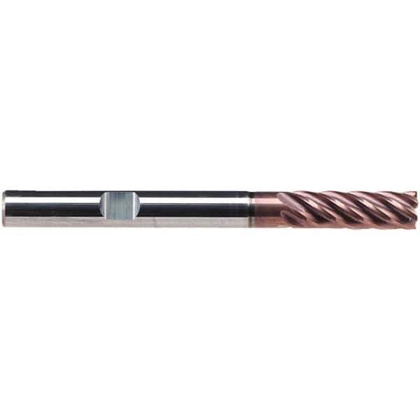 Emuge - 8mm Diam, 24mm LOC, 6 Flute Solid Carbide Roughing & Finishing End Mill - TiAlN Finish, 68mm OAL, 8mm Shank Diam, Weldon Shank, 38° Helix, Extra Long Length - Exact Tool & Supply