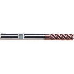 Emuge - 8mm Diam, 24mm LOC, 6 Flute Solid Carbide Roughing & Finishing End Mill - TiAlN Finish, 68mm OAL, 8mm Shank Diam, Weldon Shank, 38° Helix, Extra Long Length - Exact Tool & Supply