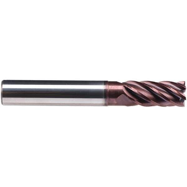 Emuge - 16mm Diam, 32mm LOC, 6 Flute Solid Carbide Roughing & Finishing End Mill - TiAlN Finish, 92mm OAL, 16mm Shank Diam, Cylindrical Shank, 38° Helix, Long Length - Exact Tool & Supply