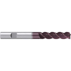 Emuge - 10mm Diam, 30mm LOC, 3 Flute Solid Carbide Roughing & Finishing End Mill - TiAlN Finish, 80mm OAL, 10mm Shank Diam, Weldon Shank, 38° Helix, Centercutting, Extra Long Length - Exact Tool & Supply