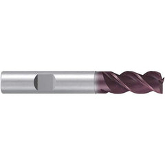 Emuge - 2mm Diam, 6mm LOC, 3 Flute Solid Carbide Roughing & Finishing End Mill - TiAlN Finish, 57mm OAL, 6mm Shank Diam, Weldon Shank, 38° Helix, Centercutting, Long Length - Exact Tool & Supply