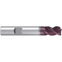 Emuge - 3.5mm Diam, 4mm LOC, 3 Flute Solid Carbide Roughing & Finishing End Mill - TiAlN Finish, 50mm OAL, 6mm Shank Diam, Weldon Shank, 38° Helix, Centercutting, Stub Length - Exact Tool & Supply
