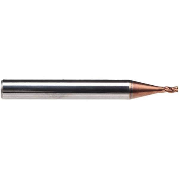 Emuge - 3mm Diam, 4mm LOC, 3 Flute Solid Carbide Roughing & Finishing End Mill - TiAlN Finish, 50mm OAL, 6mm Shank Diam, Cylindrical Shank, 38° Helix, Centercutting, Stub Length - Exact Tool & Supply