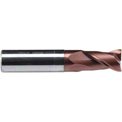 Emuge - 10mm Diam, 19mm LOC, 2 Flute Solid Carbide Roughing & Finishing End Mill - TiAlN Finish, 72mm OAL, 10mm Shank Diam, Cylindrical Shank, 38° Helix, Centercutting, Long Length - Exact Tool & Supply
