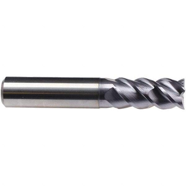 Emuge - 5/8" Diam, 1-1/4" LOC, 4 Flute Solid Carbide Roughing & Finishing End Mill - TiAlN Finish, 3-1/2" OAL, 5/8" Shank Diam, Cylindrical Shank, 50° Helix, Centercutting, Long Length - Exact Tool & Supply