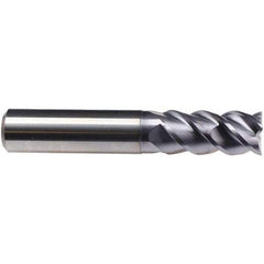 Emuge - 3/4" Diam, 1-1/2" LOC, 4 Flute Solid Carbide Roughing & Finishing End Mill - TiAlN Finish, 4" OAL, 3/4" Shank Diam, Cylindrical Shank, 50° Helix, Centercutting, Long Length - Exact Tool & Supply