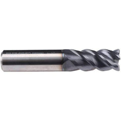 Emuge - 16mm Diam, 40mm LOC, 4 Flute Solid Carbide Roughing & Finishing End Mill - TiAlN Finish, 92mm OAL, 16mm Shank Diam, Weldon Shank, 50° Helix, Centercutting, Long Length - Exact Tool & Supply