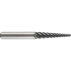 Emuge - 4° Taper Angle per Side, 3mm Small End Diam, 74mm LOC, Solid Carbide 6 Flute Tapered Ball End Mill - AlCr Finish, 140mm OAL, 16mm Shank Diam, Spiral Flute, 38° Helix - Exact Tool & Supply