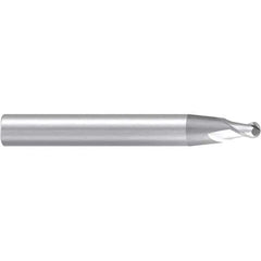 Emuge - 6° Taper Angle per Side, 4mm LOC, Solid Carbide 2 Flute Tapered Ball End Mill - 63mm OAL, 8mm Shank Diam, Spiral Flute, 30° Helix - Exact Tool & Supply
