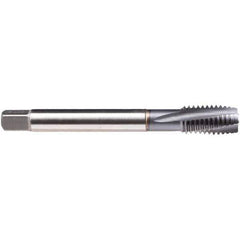 Emuge - 1/2-13 UNC 4 Flute BT Plug Spiral Flute Tap - High Speed Steel, TiCN Finish, 4.331" OAL, Left Hand Flute, Right Hand Thread, Series CU309600 - Exact Tool & Supply