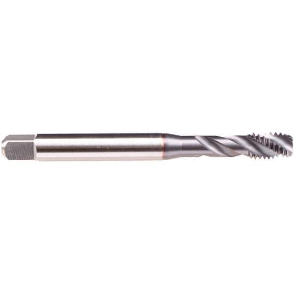 Emuge - #6-40 UNF 3 Flute 2B/3B Modified Bottoming Spiral Flute Tap - High Speed Steel, TiCN Finish, 2.205" OAL, Right Hand Flute, Right Hand Thread, Series BU539300 - Exact Tool & Supply