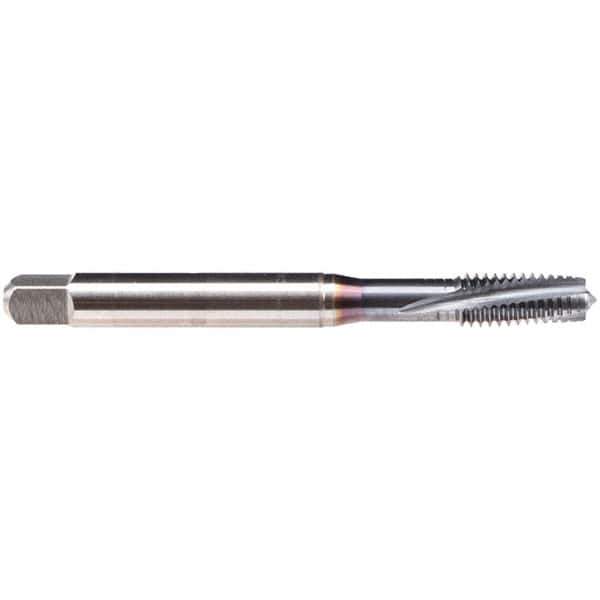 Emuge - 6-32 UNC 3 Flute BT Plug Spiral Flute Tap - High Speed Steel, TiCN Finish, 2.205" OAL, Left Hand Flute, Left Hand Thread, Series BU309600 - Exact Tool & Supply