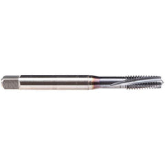 Emuge - 6-32 UNC 3 Flute BT Plug Spiral Flute Tap - High Speed Steel, TiCN Finish, 2.205" OAL, Left Hand Flute, Left Hand Thread, Series BU309600 - Exact Tool & Supply