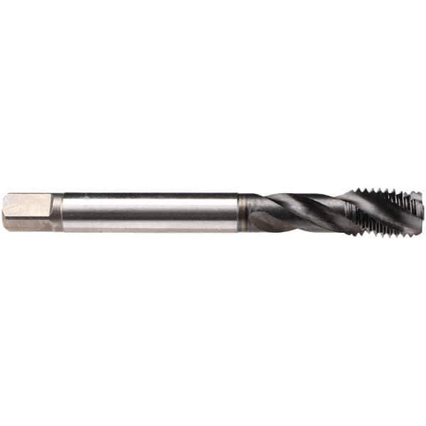 Emuge - 3/8-16 UNC, 3 Flute, 45° Helix, Plug Chamfer, GLT-8 Finish, High Speed Steel Spiral Flute STI Tap - Right Hand Flute, 3-15/16" OAL, 0.367" Shank Diam, 3B Class of Fit, Series CU51S810 - Exact Tool & Supply