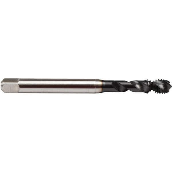 Emuge - #10-24 UNC, 2 Flute, 45° Helix, Plug Chamfer, GLT-8 Finish, High Speed Steel Spiral Flute STI Tap - Right Hand Flute, 2.48" OAL, 0.168" Shank Diam, 0.512" Thread Length, 3B Class of Fit, Series BU51S810 - Exact Tool & Supply