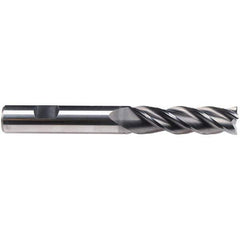 Emuge - 1" Diam, 2-1/4" LOC, 4 Flute Solid Carbide Roughing & Finishing End Mill - CrN Finish, 5" OAL, 1" Shank Diam, Weldon Shank, 38° Helix, Centercutting, Stub Length - Exact Tool & Supply