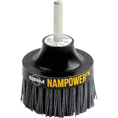 Brush Research Mfg. - 5" 60 Grit Silicon Carbide Straight Disc Brush - Coarse Grade, Drive Arbor Connector, 1" Trim Length, 1/2" Shank Diam, 1/2" Arbor Hole - Exact Tool & Supply