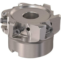 Seco - 6 Inserts, 2-1/2" Cut Diam, 19.05mm Arbor Diam, 12mm Max Depth of Cut, Indexable Square-Shoulder Face Mill - 90° Lead Angle, 40mm High, LOEX12 Insert Compatibility, Through Coolant, Series 220.94-12 - Exact Tool & Supply