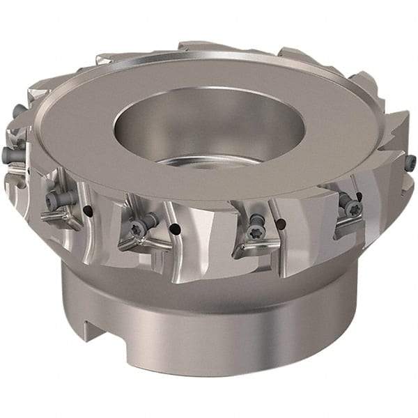 Seco - 12 Inserts, 125mm Cut Diam, 40mm Arbor Diam, 12mm Max Depth of Cut, Indexable Square-Shoulder Face Mill - 90° Lead Angle, 63mm High, LOEX12 Insert Compatibility, Through Coolant, Series 220.94-12 - Exact Tool & Supply