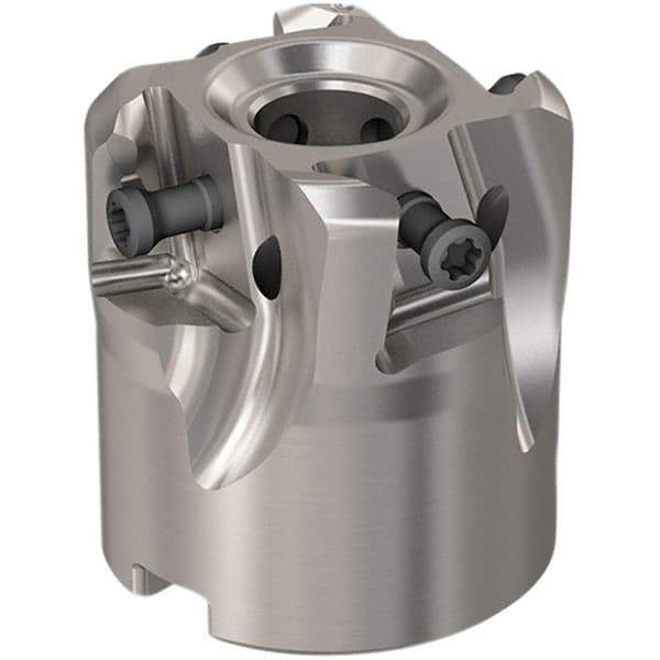 Seco - 4 Inserts, 1-1/2" Cut Diam, 12.7mm Arbor Diam, 12mm Max Depth of Cut, Indexable Square-Shoulder Face Mill - 90° Lead Angle, 40mm High, LOEX12 Insert Compatibility, Through Coolant, Series 220.94-12 - Exact Tool & Supply