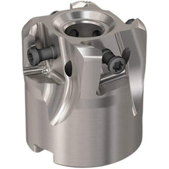 Seco - 4 Inserts, 1-1/2" Cut Diam, 12.7mm Arbor Diam, 12mm Max Depth of Cut, Indexable Square-Shoulder Face Mill - 90° Lead Angle, 40mm High, LOEX12 Insert Compatibility, Through Coolant, Series 220.94-12 - Exact Tool & Supply