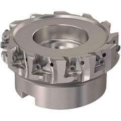 Seco - 12 Inserts, 100mm Cut Diam, 32mm Arbor Diam, 12mm Max Depth of Cut, Indexable Square-Shoulder Face Mill - 90° Lead Angle, 50mm High, LOEX12 Insert Compatibility, Through Coolant, Series 220.94-12 - Exact Tool & Supply