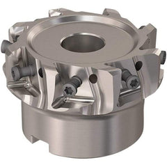 Seco - 8 Inserts, 2-1/2" Cut Diam, 19.05mm Arbor Diam, 12mm Max Depth of Cut, Indexable Square-Shoulder Face Mill - 90° Lead Angle, 40mm High, LOEX12 Insert Compatibility, Through Coolant, Series 220.94-12 - Exact Tool & Supply