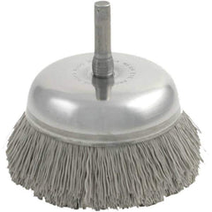 Brush Research Mfg. - 2-3/4" Diam, 1/4" Shank Diam, Nylon Fill Cup Brush - Silicon Carbide Abrasive Material, 0.022 Wire Diam, 3/4" Trim Length, 8,000 Max RPM - Exact Tool & Supply