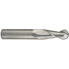 20 mm Dia. × 20 mm Shank × 37.3 mm DOC × 104 mm OAL, Carbide Uncoated, Spiral , 2 Flute, 35° Helix, Ballnose End Mill - Exact Tool & Supply