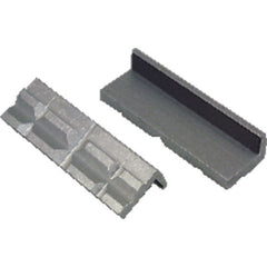Aluminum Vise Jaw Pads - V-shaped Aluminum surFace holds Round and hex parts securely - 4″ Pad length - Exact Tool & Supply