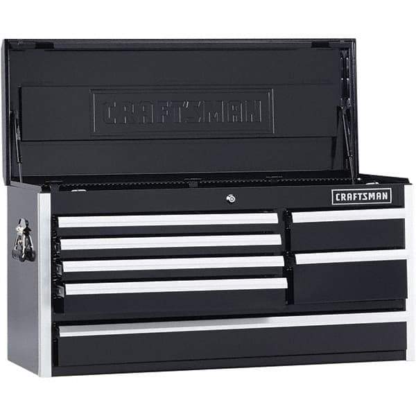 Craftsman - 1 Compartment 7 Drawer Top Tool Chest - 40-1/2" Wide x 16" Deep x 19-3/4" High, Steel, Black - Exact Tool & Supply