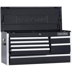 Craftsman - 1 Compartment 7 Drawer Top Tool Chest - 40-1/2" Wide x 16" Deep x 19-3/4" High, Steel, Black - Exact Tool & Supply