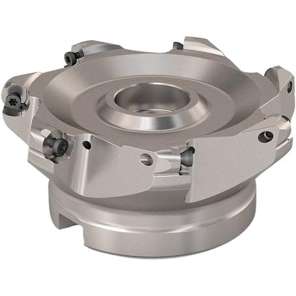 Seco - 100mm Cut Diam, 6mm Max Depth, 32mm Arbor Hole, 7 Inserts, RP..1204 Insert Style, Indexable Copy Face Mill - R220.29 Cutter Style, 8,400 Max RPM, 63mm High, Through Coolant, Series R220.29 - Exact Tool & Supply