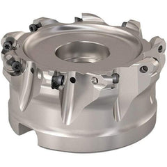 Seco - 89.6mm Cut Diam, 6mm Max Depth, 1-1/2" Arbor Hole, 9 Inserts, RP..1204 Insert Style, Indexable Copy Face Mill - R220.29 Cutter Style, 8,800 Max RPM, 2 High, Through Coolant, Series R220.29 - Exact Tool & Supply