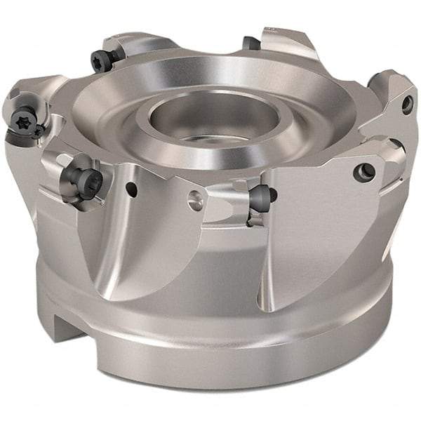 Seco - 80mm Cut Diam, 6mm Max Depth, 32mm Arbor Hole, 7 Inserts, RP..1204 Insert Style, Indexable Copy Face Mill - R220.29 Cutter Style, 9,200 Max RPM, 50mm High, Through Coolant, Series R220.29 - Exact Tool & Supply