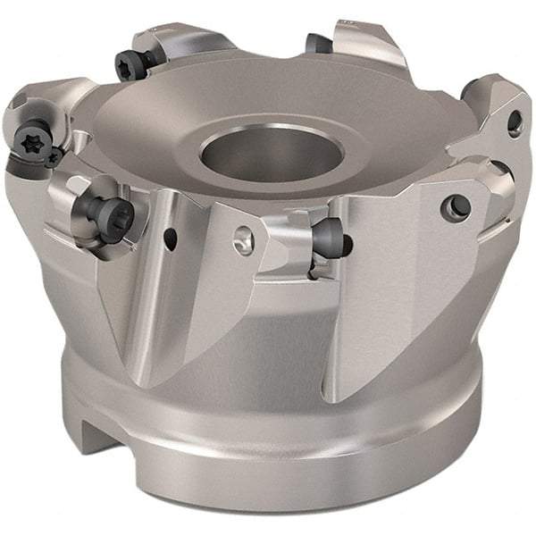 Seco - 68mm Cut Diam, 6mm Max Depth, 27mm Arbor Hole, 7 Inserts, RP..1204 Insert Style, Indexable Copy Face Mill - R220.29 Cutter Style, 10,000 Max RPM, 50mm High, Through Coolant, Series R220.29 - Exact Tool & Supply