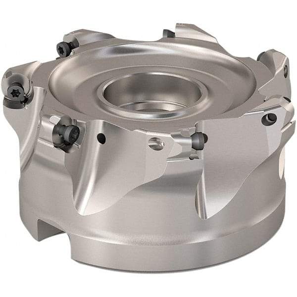 Seco - 89.6mm Cut Diam, 6mm Max Depth, 1-1/2" Arbor Hole, 7 Inserts, RP..1204 Insert Style, Indexable Copy Face Mill - R220.29 Cutter Style, 8,800 Max RPM, 2 High, Through Coolant, Series R220.29 - Exact Tool & Supply