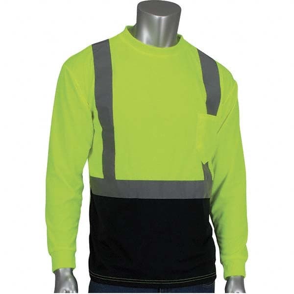 PIP - Size 2XL Black & Hi-Vis Yellow High Visibility Long Sleeve T-Shirt - Exact Tool & Supply