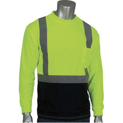 PIP - Size 2XL Black & Hi-Vis Yellow High Visibility Long Sleeve T-Shirt - Exact Tool & Supply