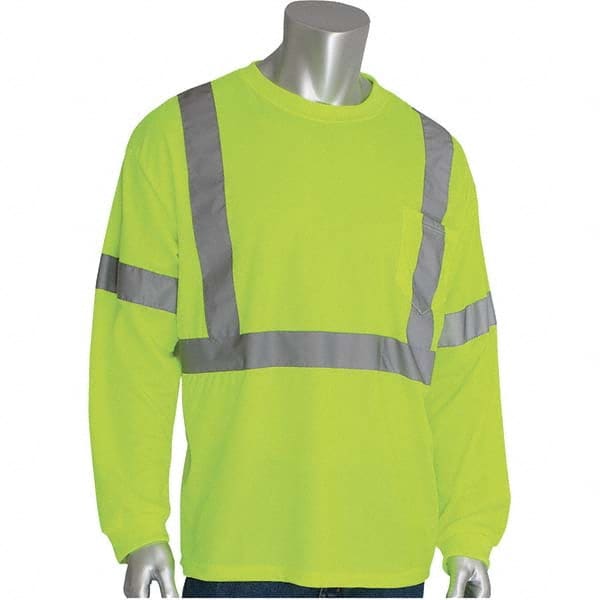 PIP - Size 5XL Hi-Vis Yellow High Visibility Long Sleeve T-Shirt - Exact Tool & Supply