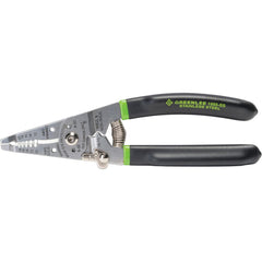 Greenlee - Wire & Cable Strippers; Type: Manual Fixed Hole Stripper/Cutter/Crimper w/ Spring and Lock ; Maximum Capacity: 18 AWG Solid, 20 AWG Stranded ; Minimum Wire Gage: 10 AWG ; Overall Length (Inch): 7-1/2 ; Wire Type: Solid & Stranded ; Handle Mate - Exact Tool & Supply