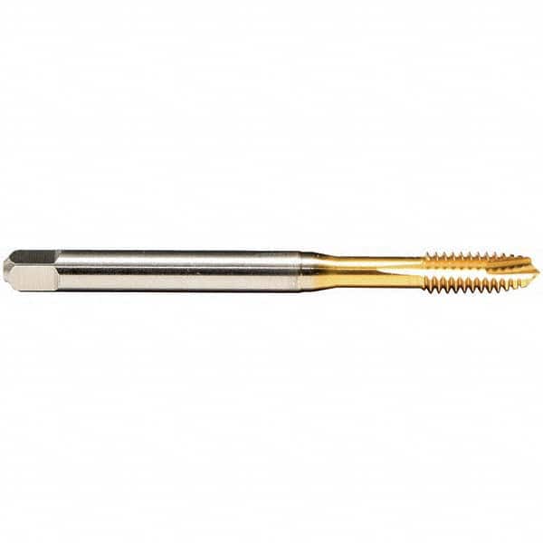 Emuge - M10x1.00 Metric Fine 6H 4 Flute TiN Finish HSS-E Spiral Point Tap - Exact Tool & Supply