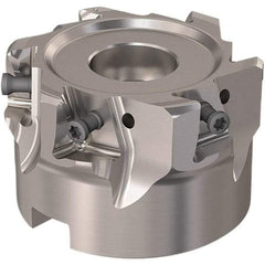 Seco - 6 Inserts, 63mm Cut Diam, 27mm Arbor Diam, 12mm Max Depth of Cut, Indexable Square-Shoulder Face Mill - 90° Lead Angle, 40mm High, LOEX12 Insert Compatibility, Through Coolant, Series 220.94-12 - Exact Tool & Supply