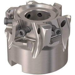 Seco - 6 Inserts, 50mm Cut Diam, 22mm Arbor Diam, 12mm Max Depth of Cut, Indexable Square-Shoulder Face Mill - 90° Lead Angle, 40mm High, LOEX12 Insert Compatibility, Through Coolant, Series 220.94-12 - Exact Tool & Supply